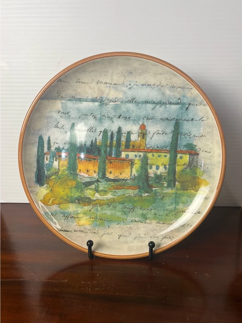 Paysage Salad/Dessert Plate With Dipping Bowl By artist Marc Lacaze